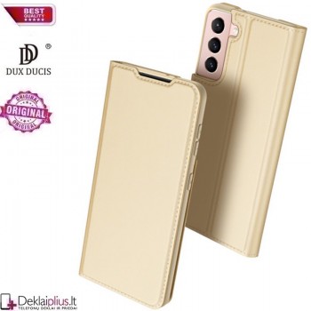Dux Ducis dirbtinės odos viršelis - auksinės spalvos (telefonams Samsung S21 Plus)